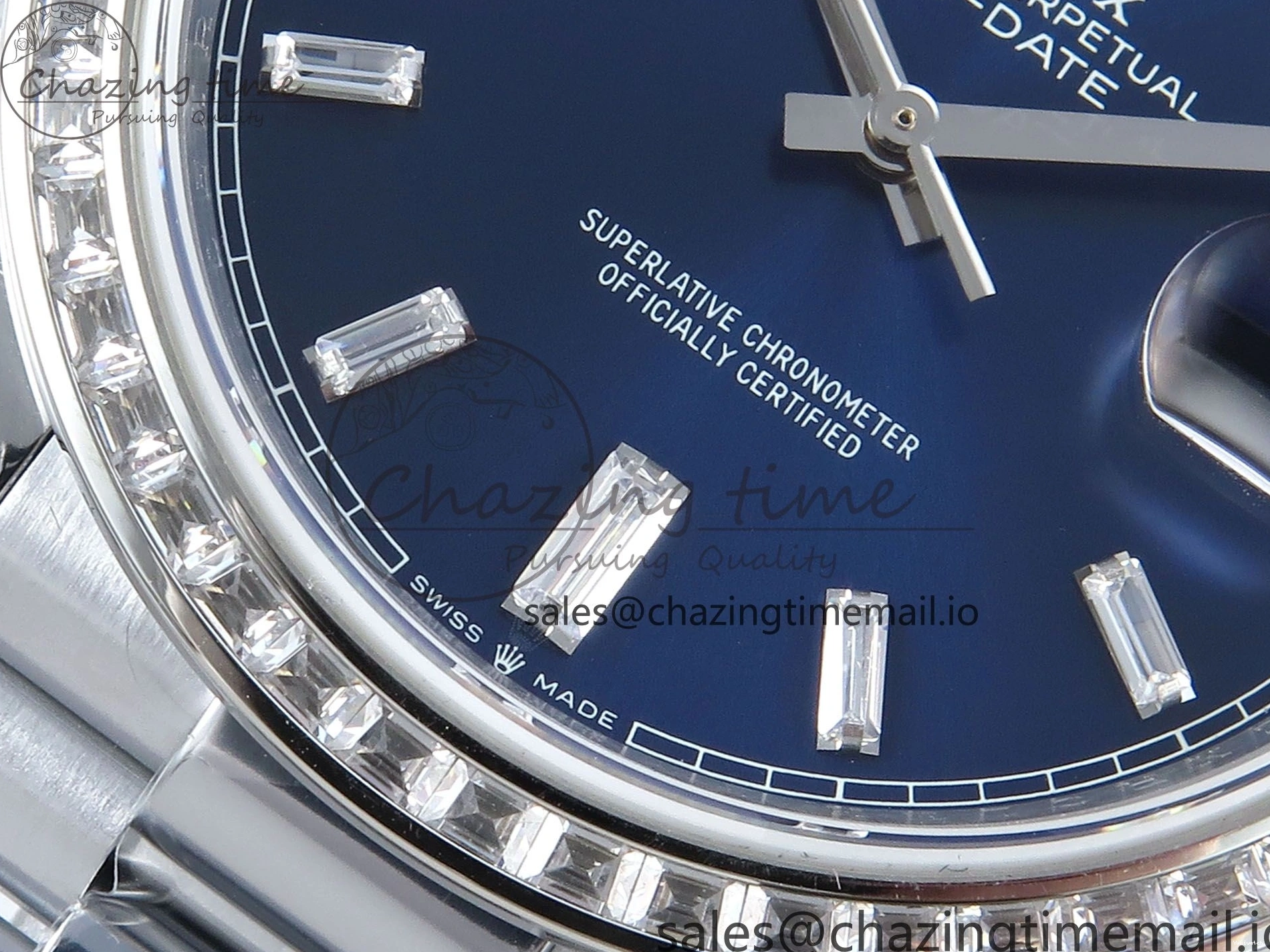 40 Blue Bezel Best 1:1 (Gain Weight) Diamonds Edition SS A2836 Crystal V5 DayDate Dial President Bracelet QF on 0310
